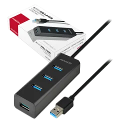 AXAGON HUE-S2BL 4x USB3.0 Charging Hub 1.2m Cable, MicroUSB Charging - 4