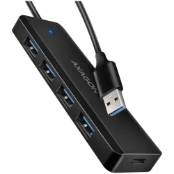 AXAGON HUE-C1A 4x USB3.2 Gen 1 Travel hub, USB-C power IN, w. 20cm Type-A cable - 2