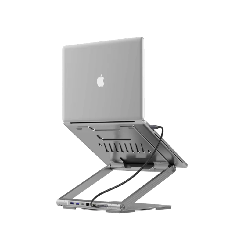 Canyon Laptop stands with hub, TYPE C F to HDMI2.0+2USB3.0+USBC3.0+RJ45+PD, TYEP C TO C cable 1m white with Emarker: HUSB332A, M