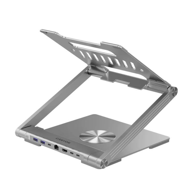 Canyon Laptop stands with hub, TYPE C F to HDMI2.0+2USB3.0+USBC3.0+RJ45+PD, TYEP C TO C cable 1m white with Emarker: HUSB332A, M