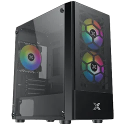 Xigmatek Oreo Black EN47758, M-ATX, USB3.0x1+USB2.0x2, Meshed Grill FP, Left TG, 3PCS X24F Fixed RGB Fan - 1