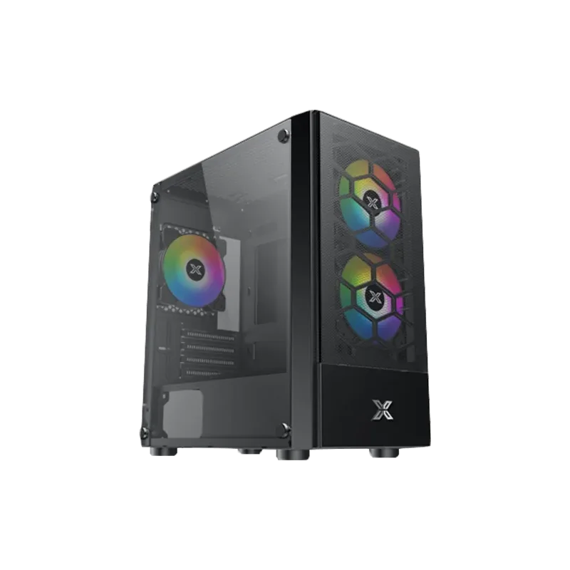 Xigmatek Oreo Black EN47758, M-ATX, USB3.0x1+USB2.0x2, Meshed Grill FP, Left TG, 3PCS X24F Fixed RGB Fan - 1