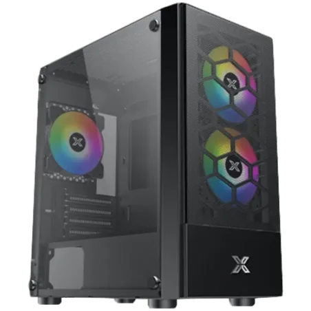 Xigmatek Oreo Black EN47758, M-ATX, USB3.0x1+USB2.0x2, Meshed Grill FP, Left TG, 3PCS X24F Fixed RGB Fan - 1