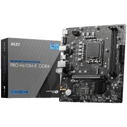MSI PRO H610M-E DDR4, Micro-ATX, Socket 1700, Dual Channel DDR4 3200(OC)MHz, 1x PCIe x16 slots, 1x M.2 slots, 1x HDMI, 1 x VGA, 