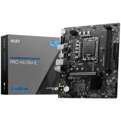 MSI PRO H610M-E, mATX, LGA 1700, Dual Channel DDR5 5600+MHz, 1x PCIe x16 slot, 1x M.2 slot, 1x HDMI, 1x VGA, 2x USB 3.2 Gen 1, 4
