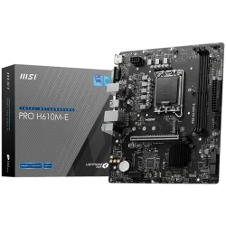MSI PRO H610M-E, mATX, LGA 1700, Dual Channel DDR5 5600+MHz, 1x PCIe x16 slot, 1x M.2 slot, 1x HDMI, 1x VGA, 2x USB 3.2 Gen 1, 4