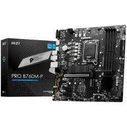 MSI PRO B760M-P, mATX, LGA 1700, Dual Channel DDR5 6800, 1x PCIe x16 slots, 2x M.2 slots, 1x HDMI, 1x DP, 1x VGA, 1x USB 3.2 Gen