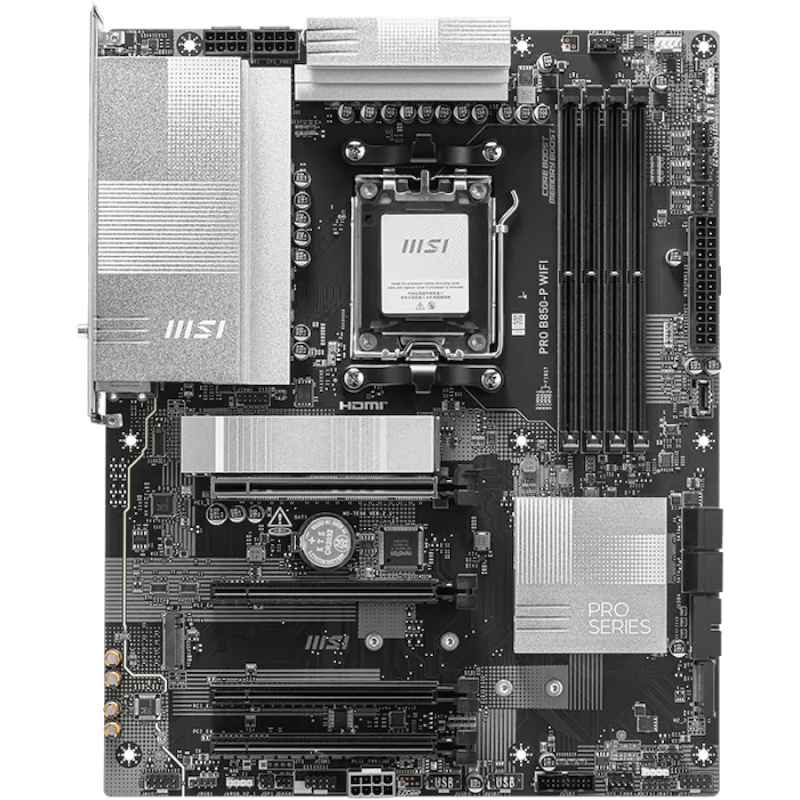 MSI PRO B850-P WIFI, ATX, Socket AM5, 4x DDR5 Dual Channel DDR5 up to 8200(OC)MHz, 4x PCIe 3.0 16 slots, 3x M.2 slots, 4x USB 2.