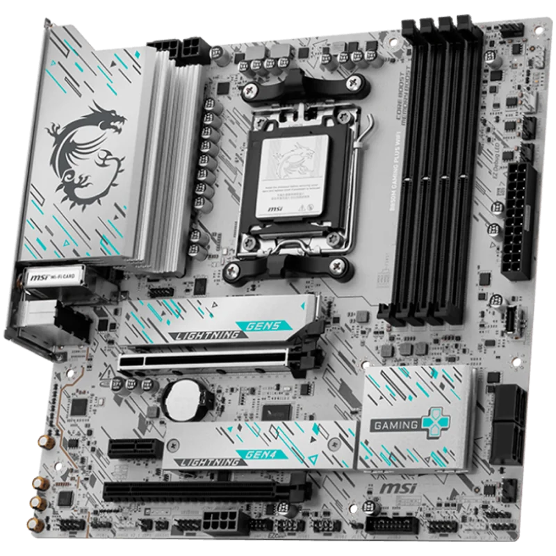 MSI B850M GAMING PLUS WIFI, mATX, Socket AM5, 4x DDR5 Dual Channel DDR5 up to 8200(OC)MHz, 2x PCIe x16 slot, 2x M.2 slot, 3x USB