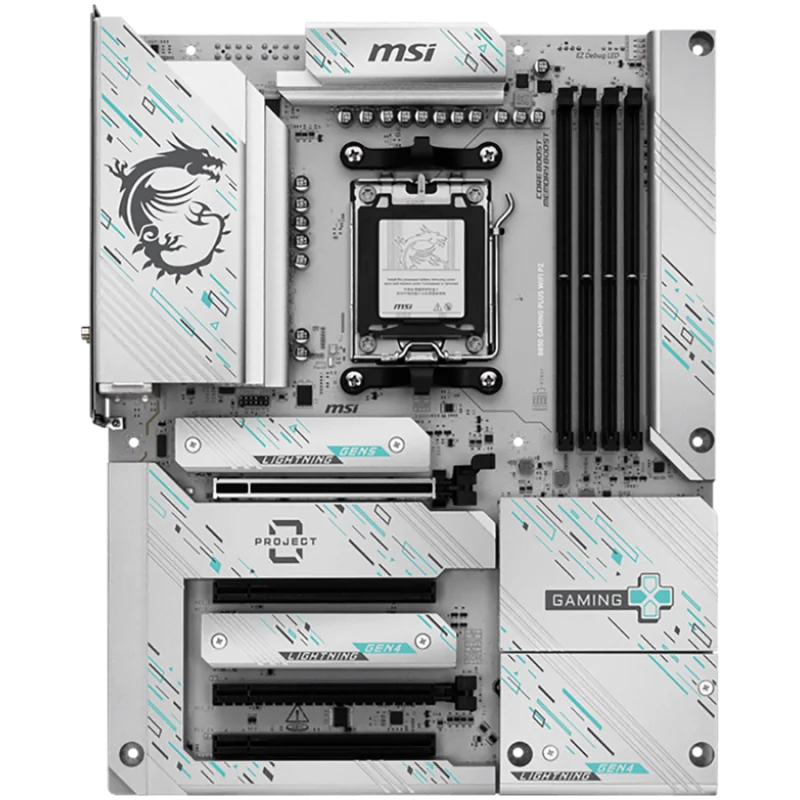 MSI B850 GAMING PLUS WIFI PZ, ATX, Socket AM5, Back Connectors, 4x DDR5 Dual Channel DDR5 up to 8200(OC)MHz, 4x PCIe x16 slot, 3