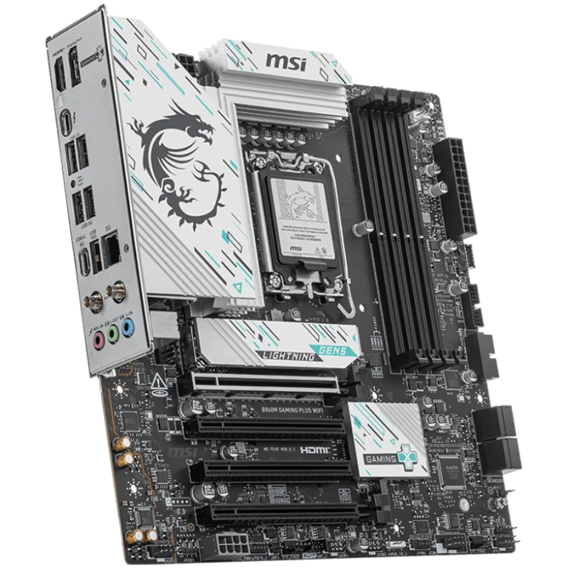 MSI PRO B860M GAMING PLUS WIFI, mATX, LGA 1851, 4x DDR5 Dual Channel DDR5 up to 8600(OC)MHz, 4x PCIe x16 slot, 3x M.2 slot, 2x U