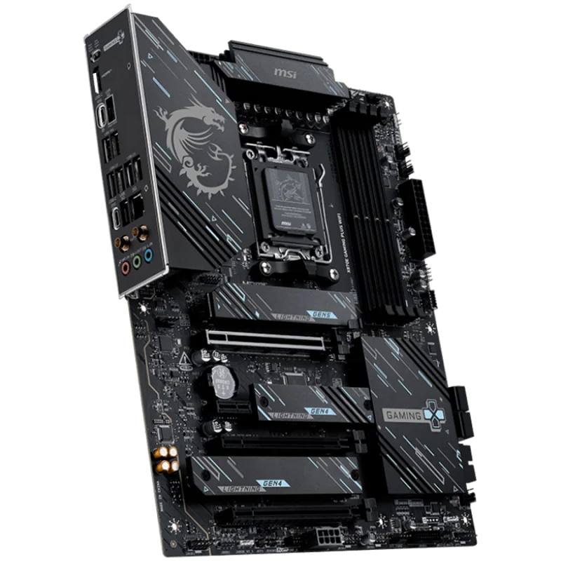 MSI X870E GAMING PLUS WIFI, ATX, Socket AM5, 4x DDR5 Dual Channel DDR5 up to 8200(OC)MHz, 3x PCIe x16 slot, 3x M.2 slot, 4x USB 