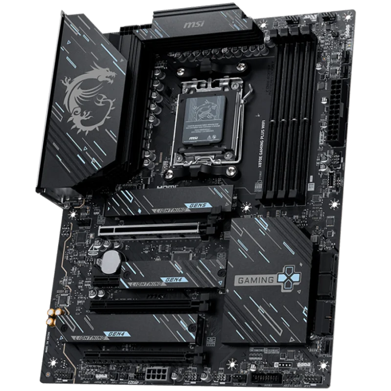 MSI X870E GAMING PLUS WIFI, ATX, Socket AM5, 4x DDR5 Dual Channel DDR5 up to 8200(OC)MHz, 3x PCIe x16 slot, 3x M.2 slot, 4x USB 