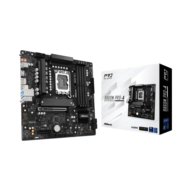 ASROCK MB Desktop B860M Pro-A, S.1851, 4x DDR5, 1x PCIe 5.0 x16, 1x PCIe 4.0 x4, 1x Blazing M.2, 2x Hyper M.2, 4x SATA3, 2x USB-