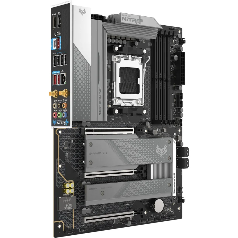 SAPPHIRE AMD B850 AM5 NITRO+ Ryzen R9/R7/R5, 4x DDR5 8000MHz, PCIE 5, 1x M.2 Gen5, 2x M.2 Gen4, LAN 2.5 Gbps, WIFI7, USB, ATX - 