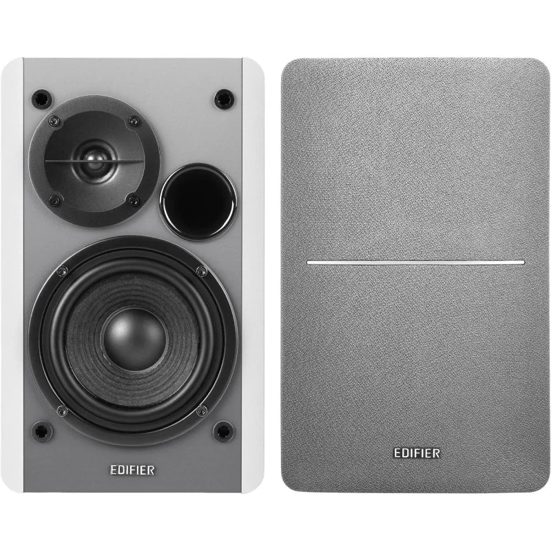 Edifier R1280T 2.0 Bookshelf Speakers, RCA, 0.5-inch Tweeters, 4-inch Drivers, 42W (RMS), Control Knobs and Remote Control, Whit