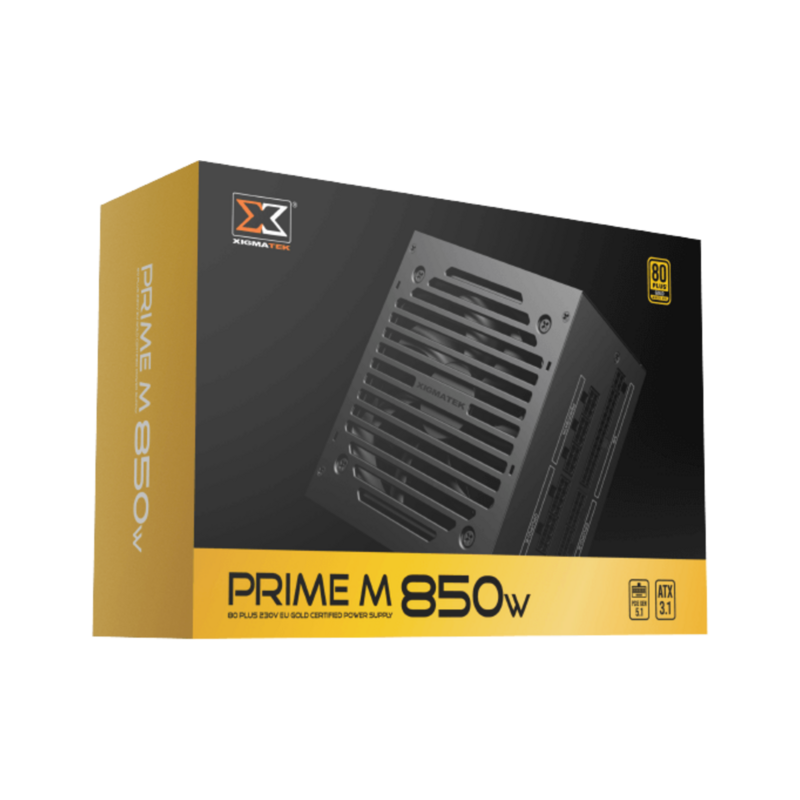 Xigmatek Prime M 850W (80+Gold 230V EU, ATX3.1 & PCI-E 5.1, LLC D2D & APFC, 120mm Fan, Full Modular, EU Cord, Color Box) - 1