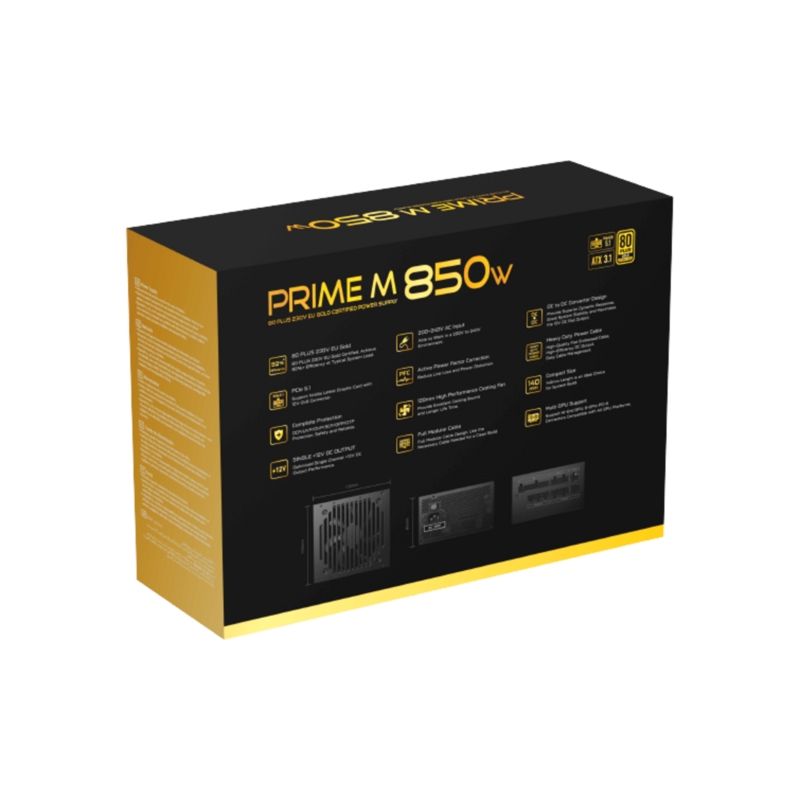 Xigmatek Prime M 850W (80+Gold 230V EU, ATX3.1 & PCI-E 5.1, LLC D2D & APFC, 120mm Fan, Full Modular, EU Cord, Color Box) - 1