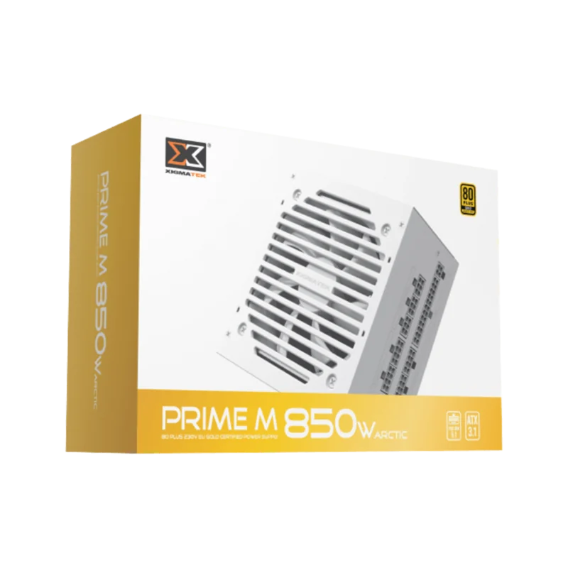 Xigmatek Prime M 850W Arctic (White,80+Gold 230V EU,ATX3.1 & PCI-E 5.1,LLC D2D & APFC,120mm Fan, Full Modular,EU Cord, Color Box
