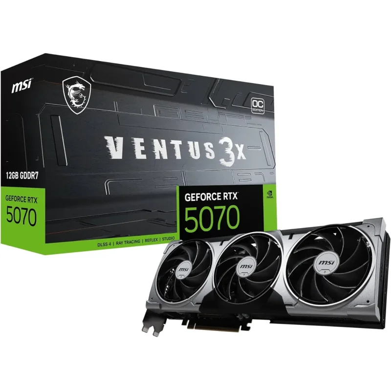 MSI Video Card Nvidia GeForce RTX 5070 12G VENTUS 3X OC, 12GB GDDR7, 192bit, Effective Memory Clock: 28000MHz, Boost: 2542 MHz, 