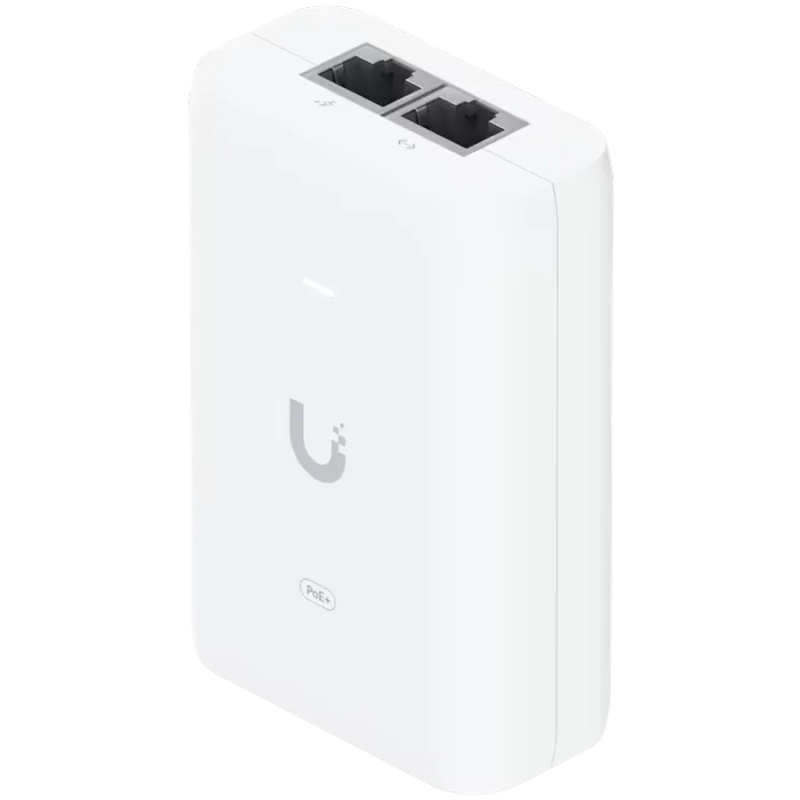 Ubiquiti U-POE+ adapter 30W, powers UniFi PoE+ devices, reduce dependency on PoE switch power, Contains RJ45 data input, AC cabl