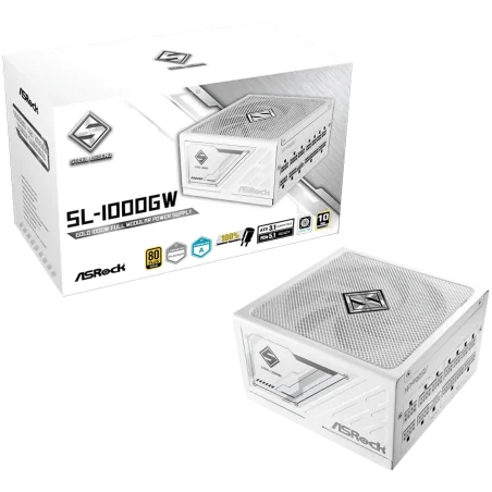 Asrock SL-1000GW, 1000W, 80 Plus GOLD, Fully Modular PSU, Japanese Capacitors, 2x EPS 12V CPU(4+4pin), 1x PCIe5.1 (12+4pin), 3x 