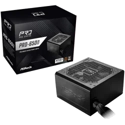 Asrock PRO-650B, 650W, 80 Plus BRONZE, Non Modular PSU, 1x EPS 12V CPU(4+4pin), 2x PCIe (6+2pin), 2x 4-pin connectors, 4x SATA, 