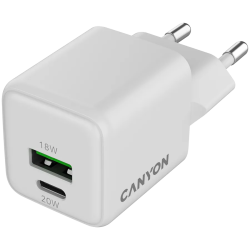 CANYON charger CU20AC GaN 20W 1xPD 1xQC EU White - 2