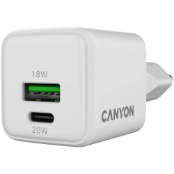 CANYON charger CU20AC GaN 20W 1xPD 1xQC EU White - 3
