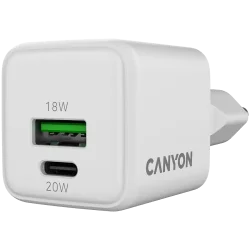 CANYON charger CU20AC GaN 20W 1xPD 1xQC EU White - 3