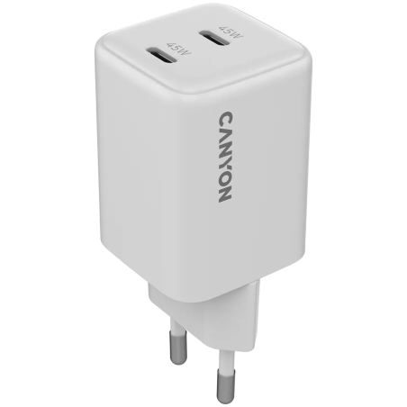 CANYON charger CU45CC GaN 45W 2xPD EU White - 1
