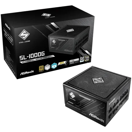 Asrock SL-1000G, 1000W, 80 Plus GOLD, Fully Modular PSU, Japanese Capacitors, 2x EPS 12V CPU(4+4pin), 1x PCIe5.1 (12+4pin), 3x P