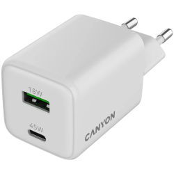 CANYON charger CU45AC GaN 45W 1xPD 1xQC EU White - 4