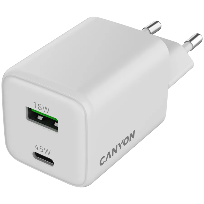 CANYON charger CU45AC GaN 45W 1xPD 1xQC EU White - 1
