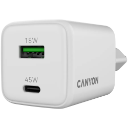 CANYON charger CU45AC GaN 45W 1xPD 1xQC EU White - 5