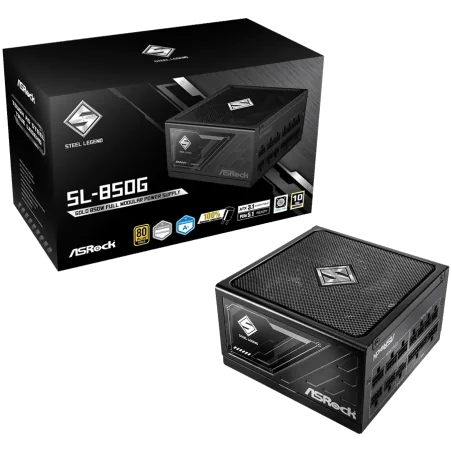 Asrock SL-850G, 850W, 80 Plus GOLD, Fully Modular PSU, Japanese Capacitors, 2x EPS 12V CPU(4+4pin), 1x PCIe5.1 (12+4pin), 3x PCI