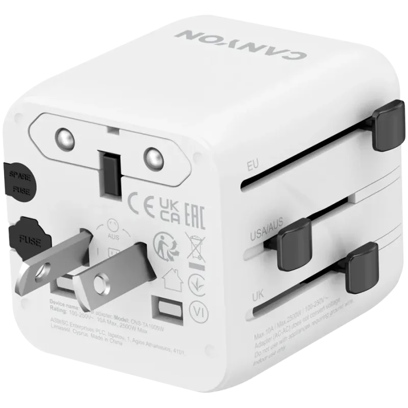 CANYON Travel Adapter OnTour One EU/UK/US/AUS White - 1