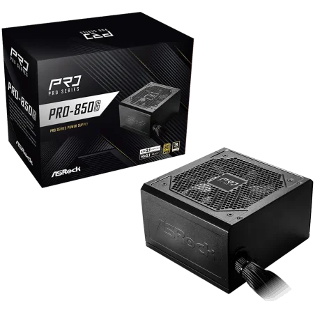 Asrock PRO-850G, 850W, 80 Plus GOLD, Non Modular PSU, 1x EPS 12V CPU(4+4pin), 2x PCIe (6+2pin), 2x 4-pin connectors, 4x SATA, OC