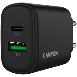 CANYON charger OnCharge 200 20W 1xPD 1xQC EU Black - 5