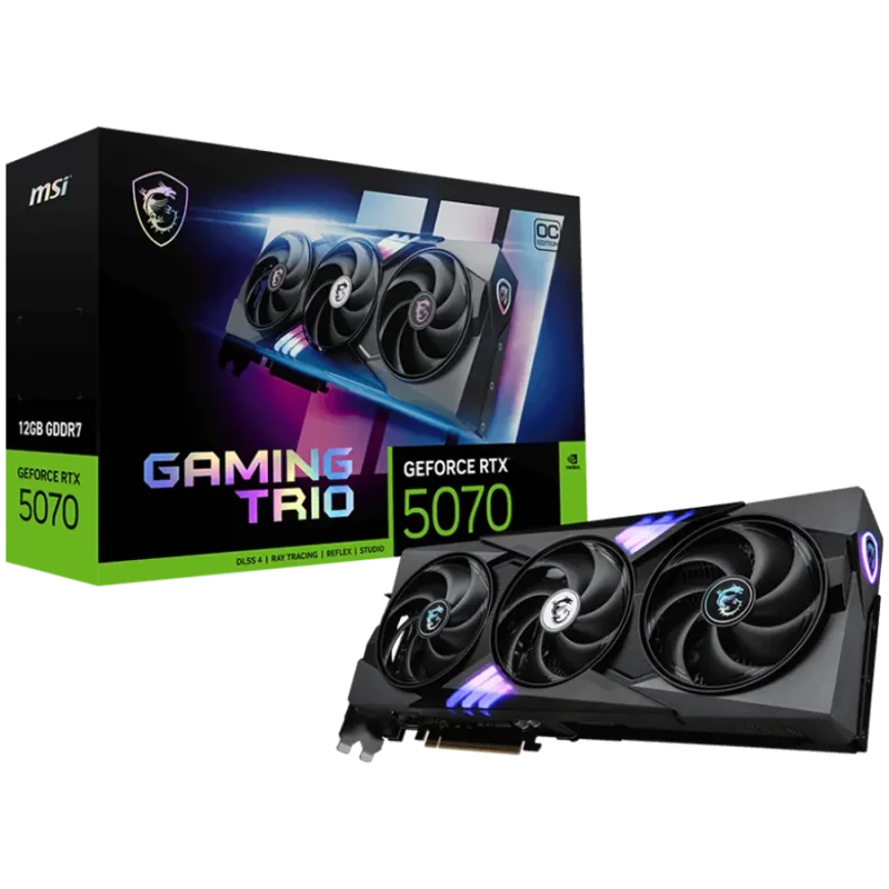 MSI Video Card Nvidia GeForce RTX 5070 12G GAMING TRIO OC, 12GB GDDR7, 192bit, Effective Memory Clock: 28000MHz, Boost: 2610 MHz