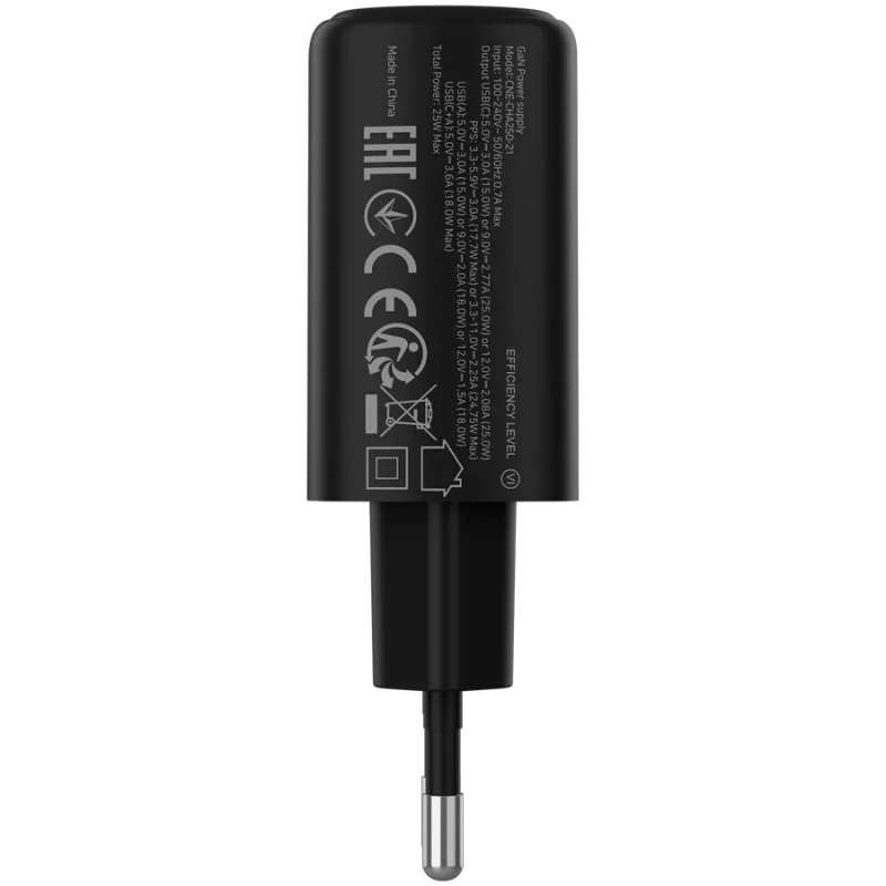 CANYON charger OnCharge 250 25W 1xPD 1xQC EU Black - 1