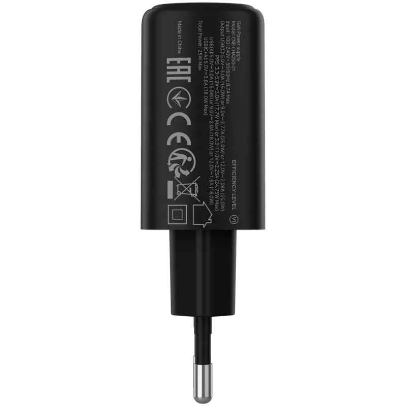 CANYON charger OnCharge 250 25W 1xPD 1xQC EU Black - 1