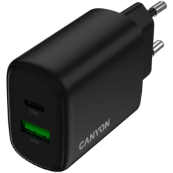 CANYON charger OnCharge 250 25W 1xPD 1xQC EU Black - 4
