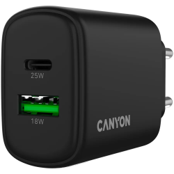 CANYON charger OnCharge 250 25W 1xPD 1xQC EU Black - 5