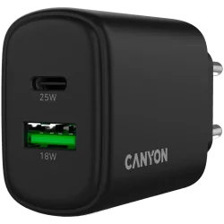 CANYON charger OnCharge 250 25W 1xPD 1xQC EU Black - 5