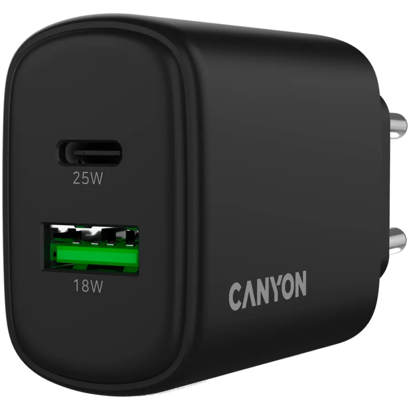 CANYON charger OnCharge 250 25W 1xPD 1xQC EU Black - 1