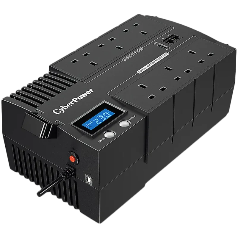 CyberPower UPS AVR 1000VA/600W, Line-Interactive, LCD display, 8x Schuko, Runtime at 90W ( min ):42 BR1000ELCD - 1