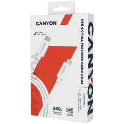 CANYON UC-44, cable, U4-CC-5A1M-E, USB4 TYPE-C to TYPE-C cable assembly 40G 1m 5A 240W(ERP) with E-MARK, CE, ROHS, white - 2