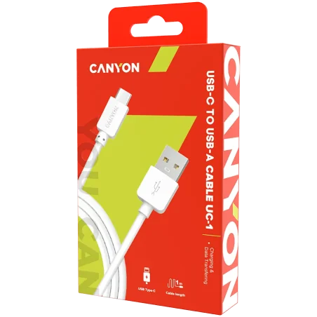 CANYON Type C USB Standard cable, 1M, White - 1