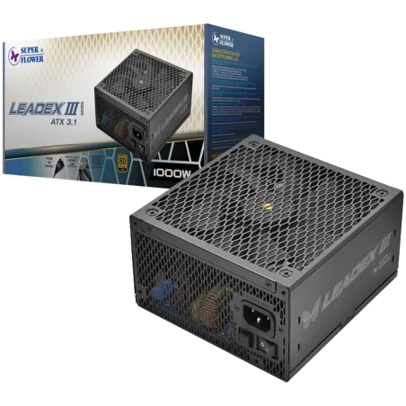 Super Flower Leadex III Gold 1300W ATX 3.1, 80 Plus Gold, Fully Modular, Flat Black Cables, 140mm Fan, 150mmx150mmx86mm, 7 Year 